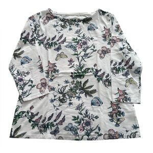 Talbots Butterfly Floral Shirt Cotton spandex